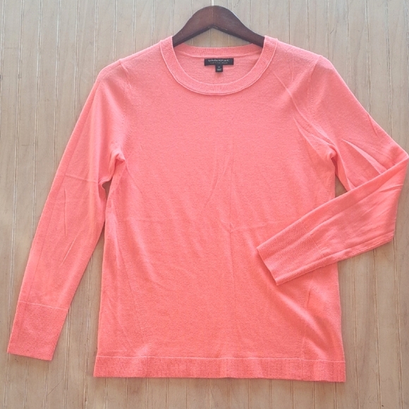 Banana Republic Extra Fine Merino Wool Neon Orange Lightweight Sweater Vibrant - Picture 1 of 9